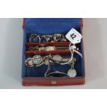 A BOX OF MIXED SILVER ITEMS