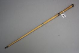 A LATE VICTORIAN SILVER AND EP MOUNTED SWAGGER STICK, CHESTER 1893/1894, length 59cm