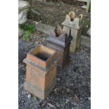 TWO VARIOUS TREACLE GLAZED CHIMNEY POTS, and another chimney pot (3)