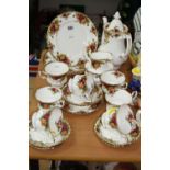 ROYAL ALBERT 'OLD COUNTRY ROSES' PART TEA/COFFEE WARES, to include coffee pot, four 21cm plates,