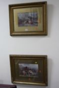 AFTER W. PEARSON, a pair of colour prints, sheep and cattle in mountainous landscapes, gilt mounts