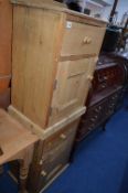 A PAIR OF PINE BEDSIDE CABINETS, with single drawers (sd)