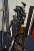 TWO GOLF BAGS WITH CLUBS, including Howson, Pinseeker, Petrou etc
