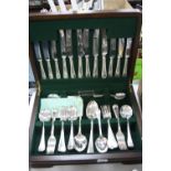 A CANTEEN OF BUTLERS SILVER PLATED CUTLERY, beaded pattern for six settings