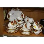 ROYAL ALBERT 'OLD COUNTRY ROSES' TEAWARES, to include cake plate, milk jug, seven cups (one