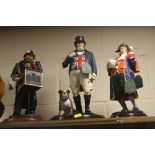 THREE LIMITED EDITION DENNIS FAIRWEATHER FIGURES, Organ Grinder and Monkey No 222/750, John Bull