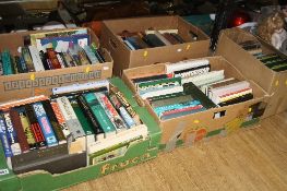FIVE BOXES OF BOOKS, including history, poetry, general interest