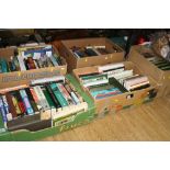 FIVE BOXES OF BOOKS, including history, poetry, general interest