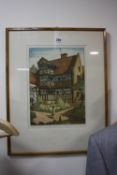 J. LEWIS STANT, two hand coloured etchings titled 'Birthplace of Bishop Vesey, Sutton Coldfield'