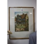 J. LEWIS STANT, two hand coloured etchings titled 'Birthplace of Bishop Vesey, Sutton Coldfield'