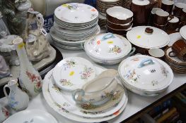 A SHELLEY 'WILD FLOWERS' PATTERN PART DINNER SERVICE, including two oval meat plates and a pair of