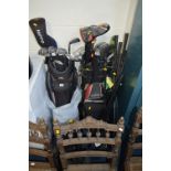 TWO GOLF BAGS, clubs and trolley, makes including Ping, Calloway, Dunlop etc