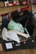 A BOX OF NINE LADIES HANDBAGS, including Bessie, David Jones, Chateau Ame, Andrea Bucci, etc