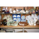 VARIOUS TRINKETS, ORNAMENTS, CAMERAS, to include Wedgwood green and blue Jasperware, 'Friends of the