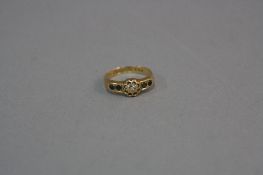 AN 18CT SAPHIRE AND DIAMOND RING, size L, approximate weight 2.4 grams