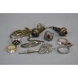 A BAG OF ASSORTED SILVER AND OTHER JEWELLERY