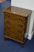 A SMALL MAHOGANY EDWARDIAN STYLE INLAID CHEST, of four graduated drawers