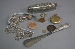 A BAG OF MIXED ITEMS, to include silver, costume jewellery, coins etc
