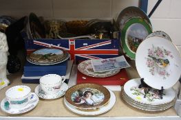 A QUANTITY OF PLATES, including collector's plates, boxed and loose, a box of ceramics, metalware