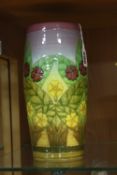 A SALLY TUFFIN VASE FOR DENNIS CHINA WORKS, tube lined stylised flowers, marks to base, 'S.T. Des No