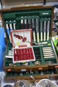 A CANTEEN OF DIXON PLATED CUTLERY, cased cake forks etc