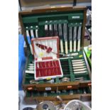 A CANTEEN OF DIXON PLATED CUTLERY, cased cake forks etc