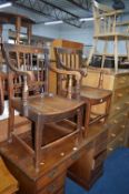 TWO PERIOD OAK ARMCHAIRS, and a beech carver chair (sd) (3)