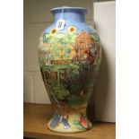 A LARGE BOXED OLD TUPTON WARE VASE, tube lined Allotment scene by Jeanne McDougall, height