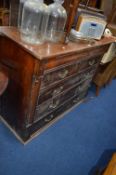 A VICTORIAN MAHOGANY WELSH CHEST, of two short and four long drawers (missing feet) (sd)