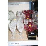 A COLLECTION OF GLASSWARE, to include drinking glasses and cranberry glasses (Quantity)