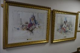 AFTER GORDON KING, 'MY FAIR LADY' AND 'FLOWERS FOR MILADY', colour prints, titled to mounts with