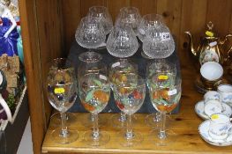 A BOXED SET OF SIX SAINT LOUIS BRANDY GLASSES, together with a set of eight Royal Worcester
