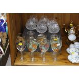 A BOXED SET OF SIX SAINT LOUIS BRANDY GLASSES, together with a set of eight Royal Worcester