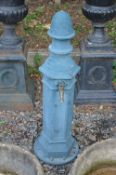A PAINTED CAST IRON GARDEN FAUCET WITH FITTED TAP, approximate height 93cm