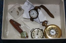 THREE MIXED WRISTWATCHES, and gold plated half hunter pocket watches