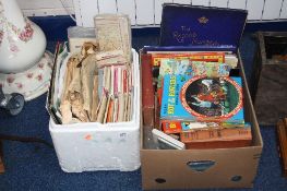 TWO BOXES MAPS, BOOKS, ANNUALS ETC