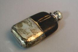 A SILVER HIP FLASK (glass intact)