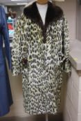 A BEAVER LAMB COAT, 'Leopard' print, with label 'Styled in fur processed by Marstons of London',