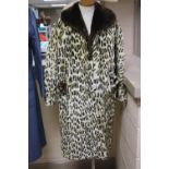 A BEAVER LAMB COAT, 'Leopard' print, with label 'Styled in fur processed by Marstons of London',