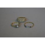 THREE DIAMOND SET RINGS, one 9ct, ring size F, two 18ct, ring sizes I & K, approximate weight 6.1