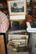 PICTURES, PRINTS AND TAPESTRIES, to include hunting related, a pair of oil paintings of landscape