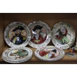 A SET OF 8 ROYAL DOULTON SERIES WARE PLATES, to include 'The Jester' D6277, 'The Huntsman' D6282, '