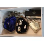 A GROUP LOT OF SILVER, including cased salts, silver purse and assorted spoons