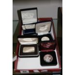 TWO 100 GRAMMES SILVER INGOTS, one ounce troy ingot, a 1991 Rugby World Cup silver coin and 1981