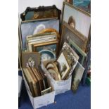 VARIOUS PICTURES AND MIRRORS, to include A.G.Clarke sketch (a.f), Marjorie Bishop still life pastel,