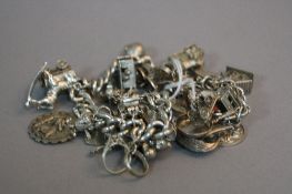 TWO SILVER CHARM BRACELETS, approximate weight 135 grams