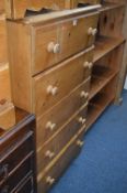 A TALL PINE CHEST OF FIVE DRAWERS (sd)