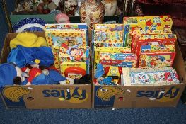 TWO BOXES OF NODDY ITEMS, to include soft toys, jig-saws, books, games etc