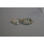 TWO 9CT DIAMOND SET RINGS, ring size L, approximate weight 5.1 grams