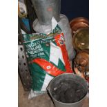 TWO BAGS AND TWO BUCKETS CONTAINING HOUSE COAL